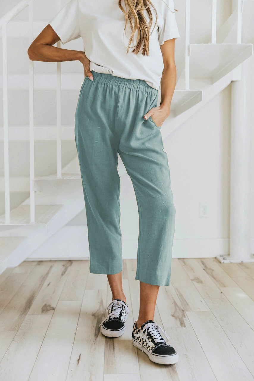 Marcella Cropped Linen Pant