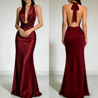 Liora Satin Cowl-Neck Backless Maxi Gown