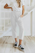 Marcella Cropped Linen Pant — Oli Amore