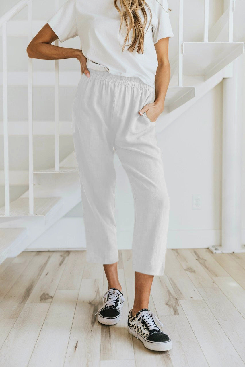 Marcella Cropped Linen Pant
