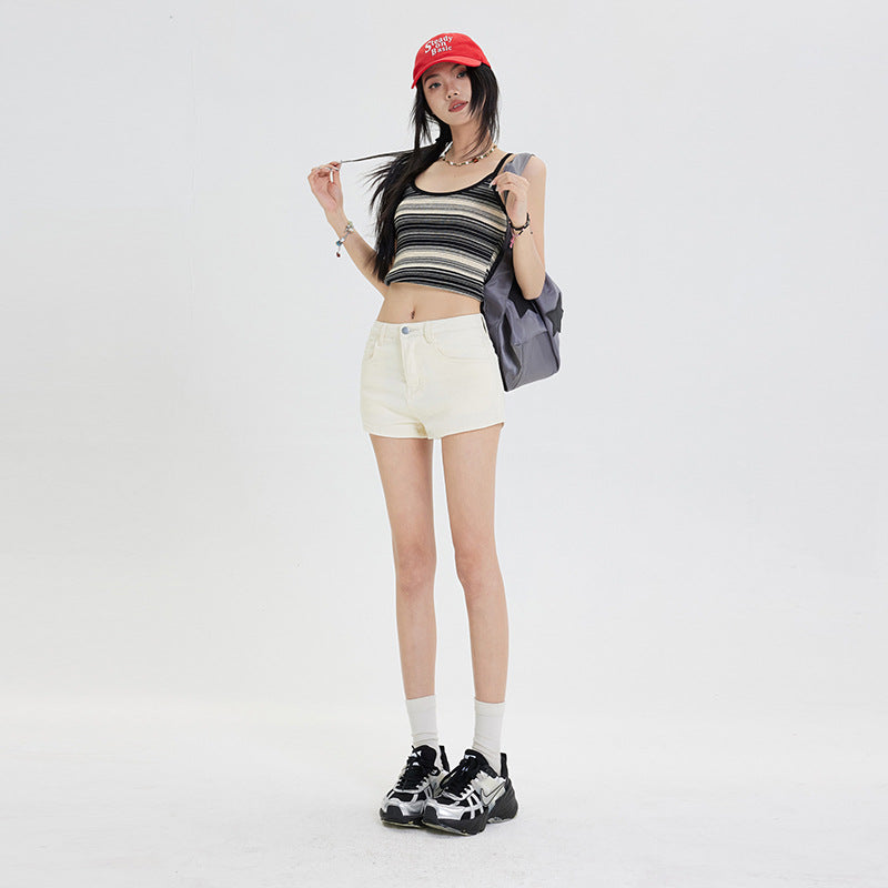 Procida Low-Rise Belted Denim Shorts