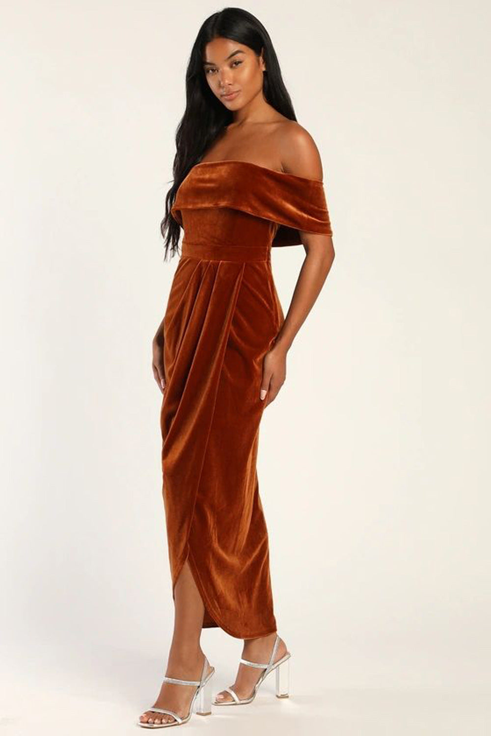 Severa velvet off-shoulder dress