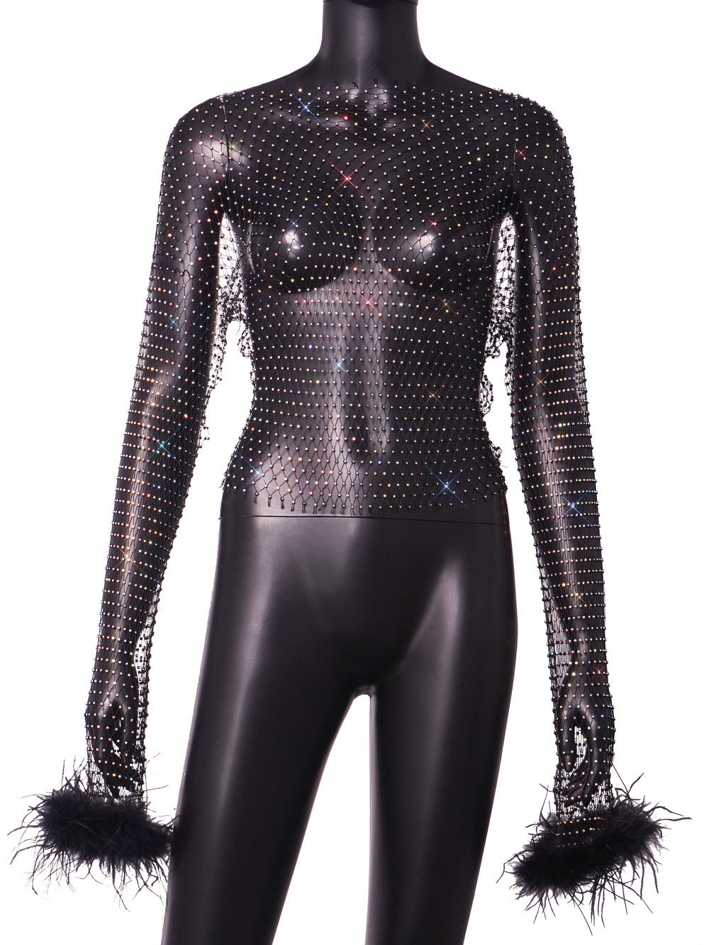 Floriana Rhinestone Mesh Top