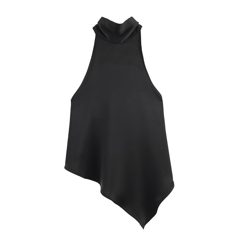 Mirtilla Satin Cowl Halter-Neck Top