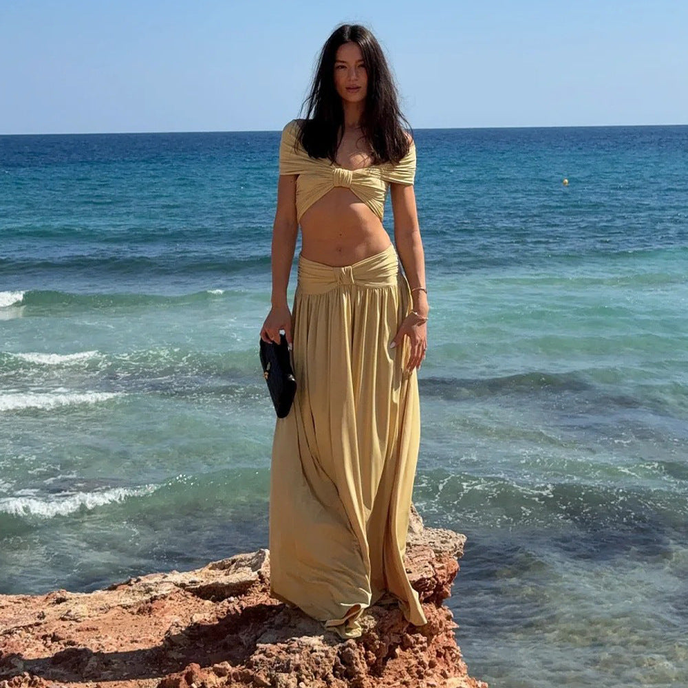 Bettina Twist Bandeau Crop Top and Maxi Skirt Two-Piece Set