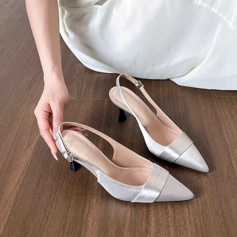 Modesta Pointed-Toe Slingback Heels