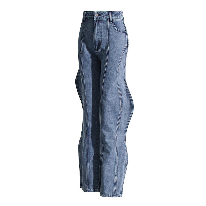 Santina High Waist Asymmetric Wide Leg Jeans