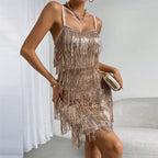 Ersilia Sequin Tiered-Fringe Tassel Mini Dress