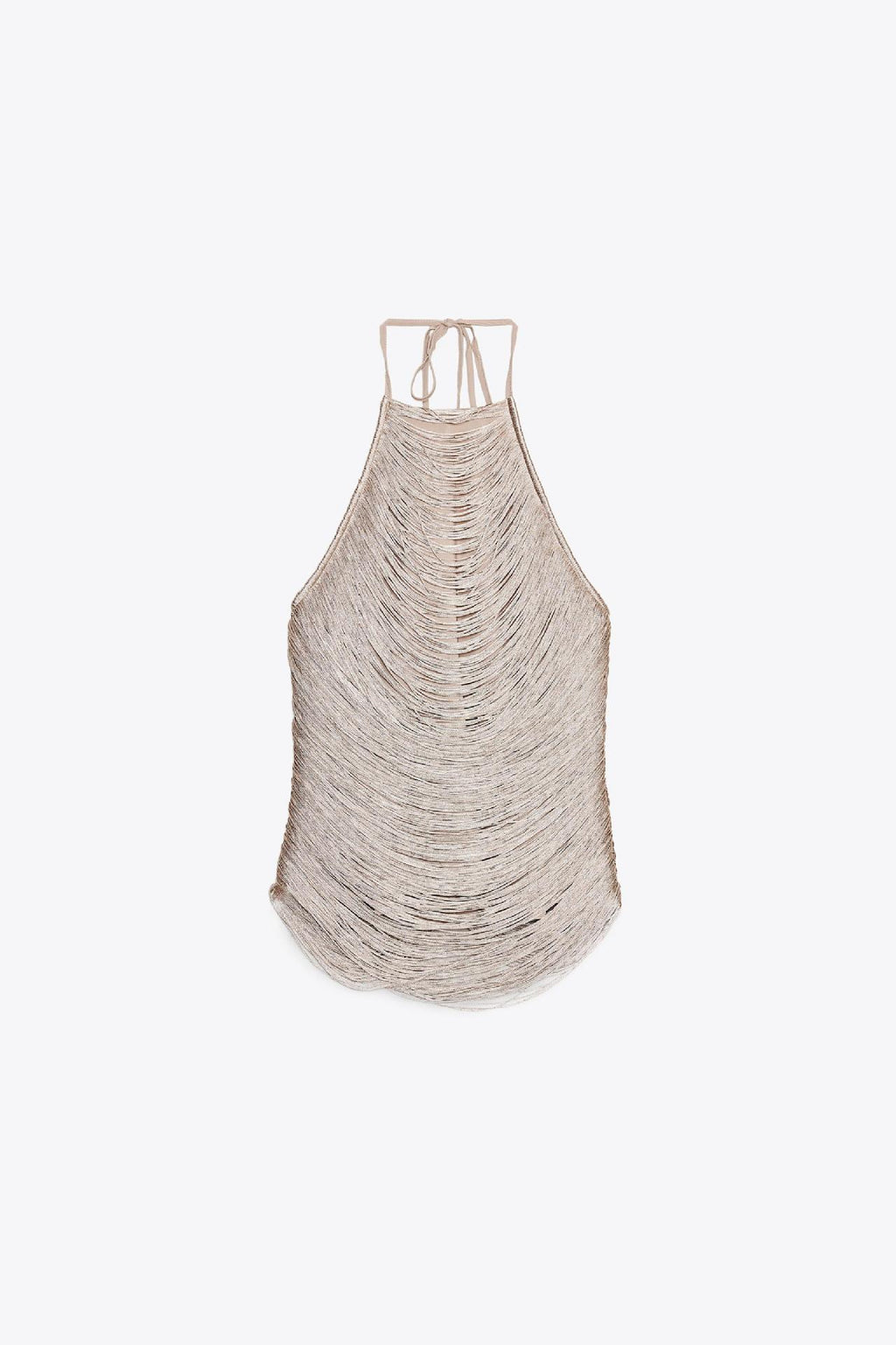Estella Metallic Fringe Halter Top