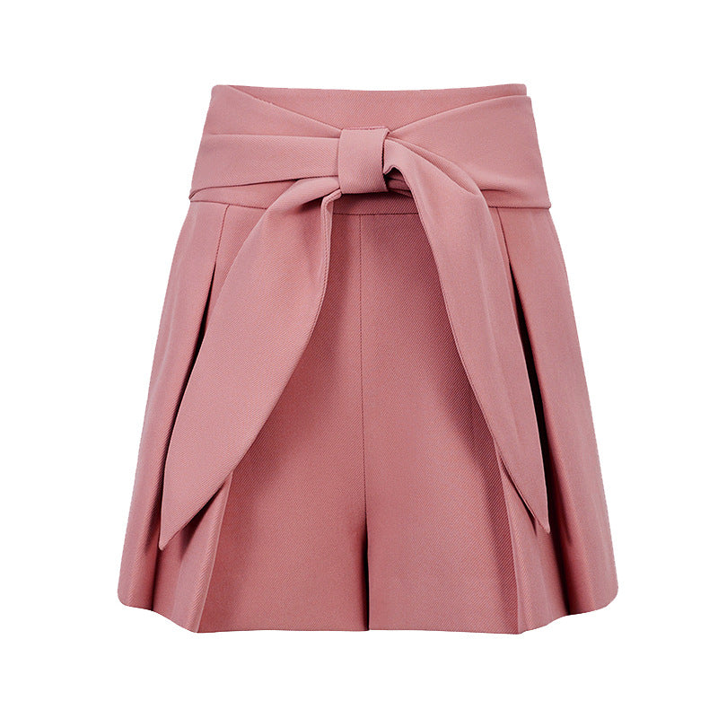 Nilde High-Waist Bow-Belt Tailored Shorts