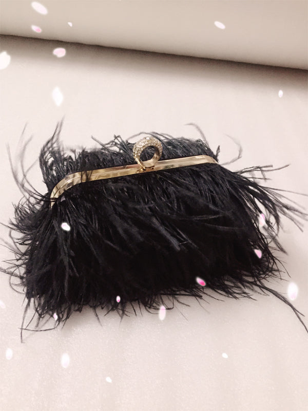 Sibilla Ostrich-Feather Frame Clutch