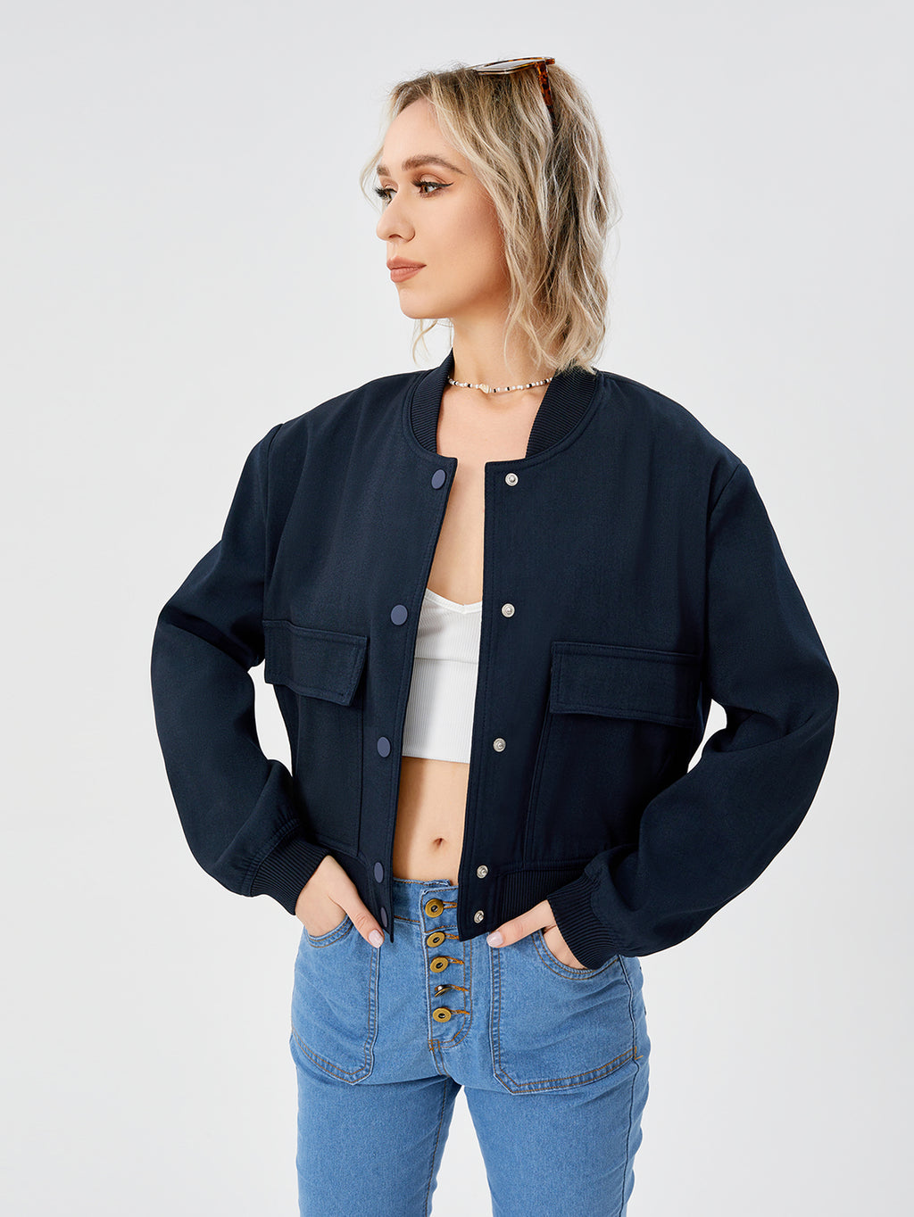 Edvige Cropped Varsity Bomber Jacket