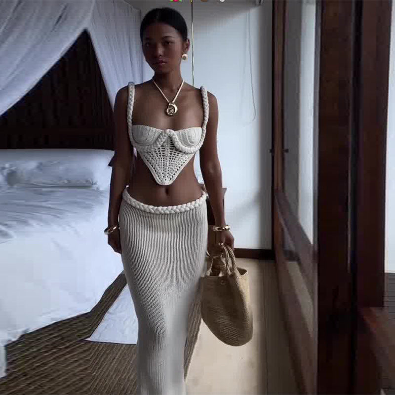 Capria Crochet Bustier Co-Ord Set