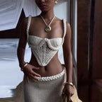 Capria Crochet Bustier Co-Ord Set