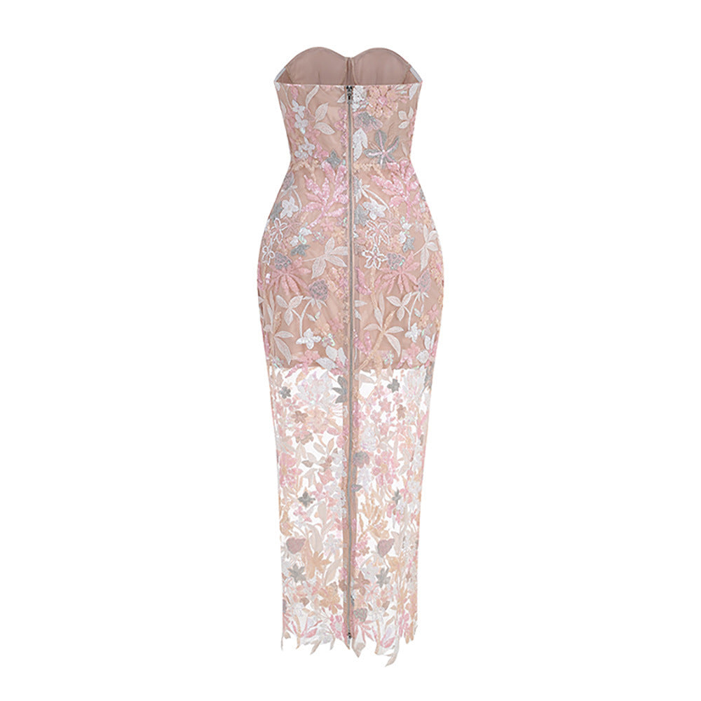 Emilia Off-Shoulder Floral Sequin Maxi Dress — Oli Amore