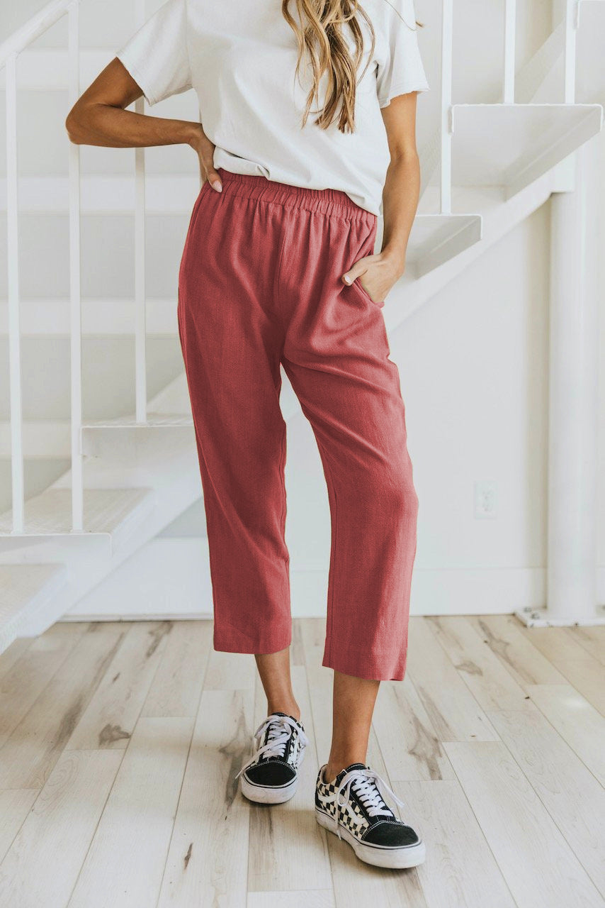 Marcella Cropped Linen Pant