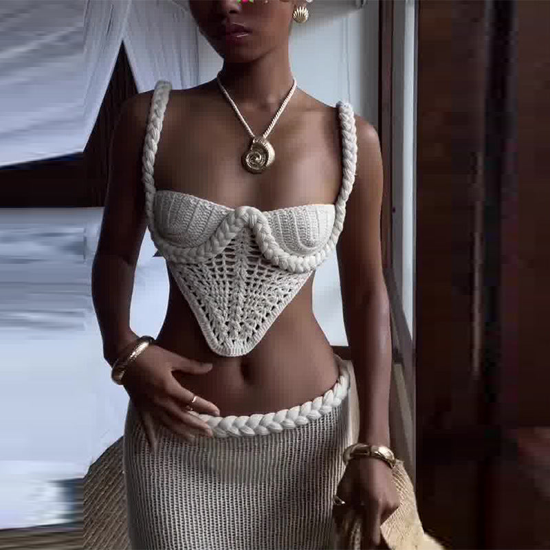 Capria Crochet Bustier Co-Ord Set