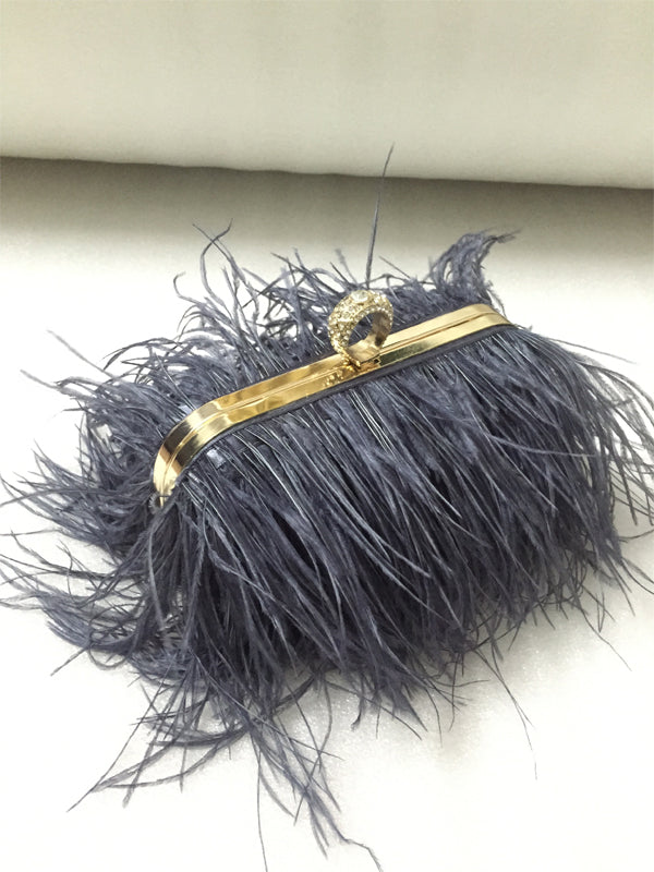 Sibilla Ostrich-Feather Frame Clutch