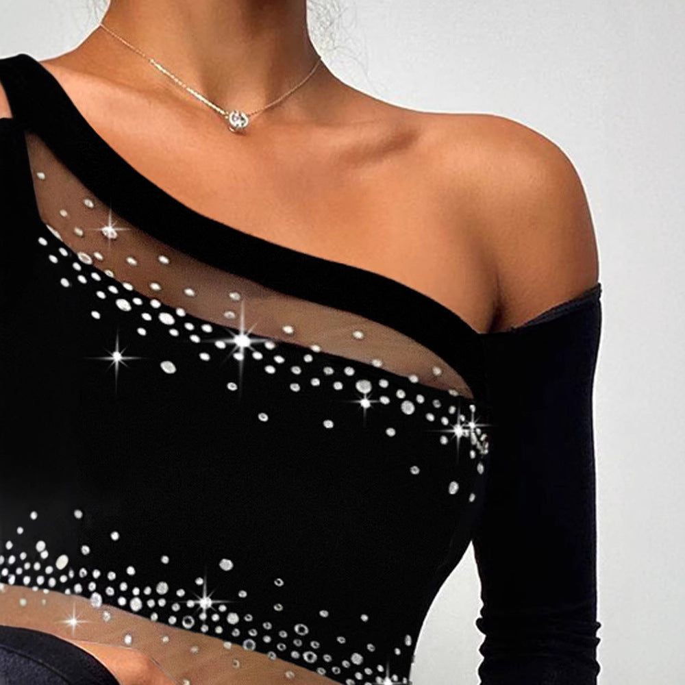 Drusilla Rhinestone Mesh Top