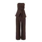 Liviana Strapless Peplum Top and Wide-Leg Trouser Two-Piece Set