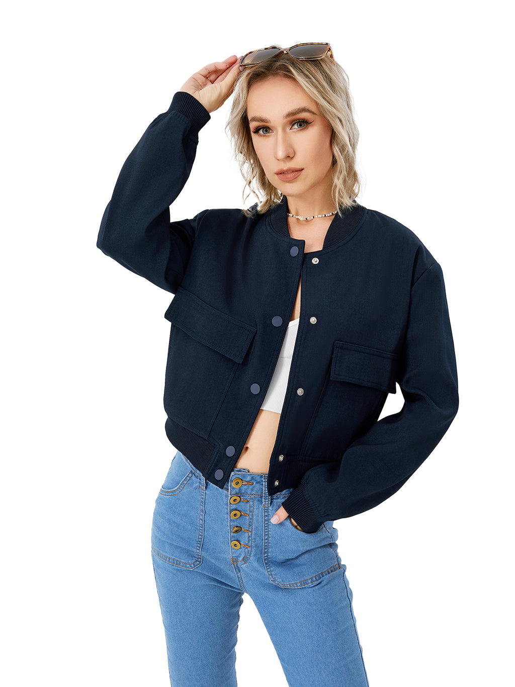Edvige Cropped Varsity Bomber Jacket