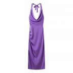 Marcella Cowl Neck Satin Halter Dress