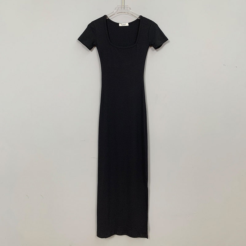 Carla Square-Neck Ribbed Midi Dress