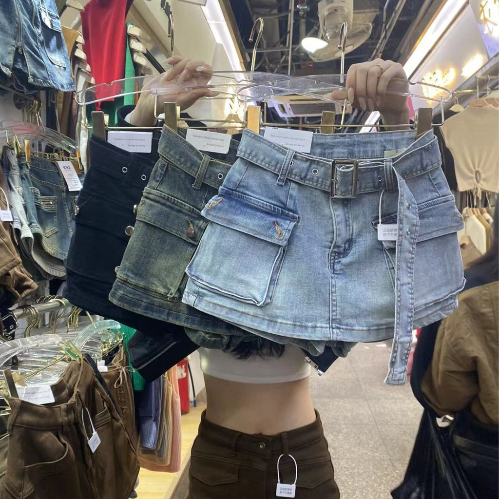 Tarsilla Belted Cargo Denim Shorts