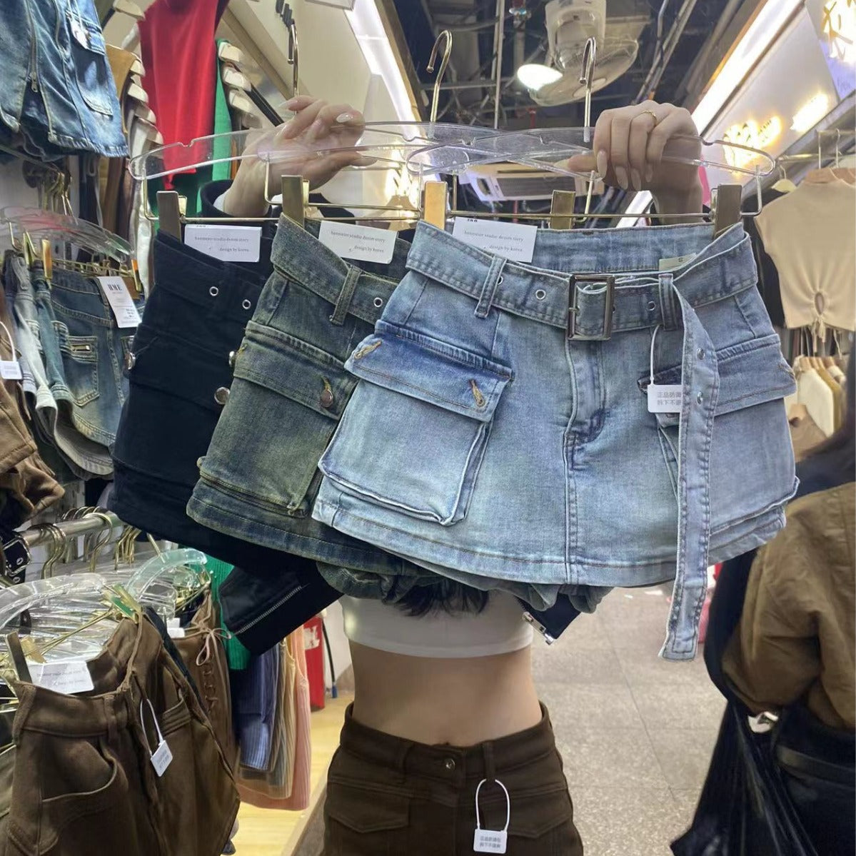 Tarsilla Belted Cargo Denim Shorts