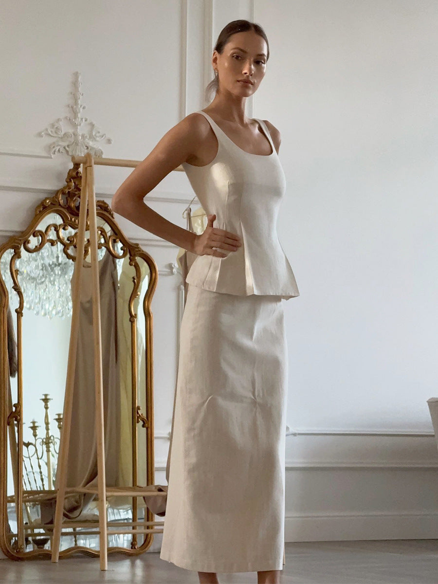 Evelina Scoop-Neck Tank and Fishtail Maxi Skirt Two-Piece Set