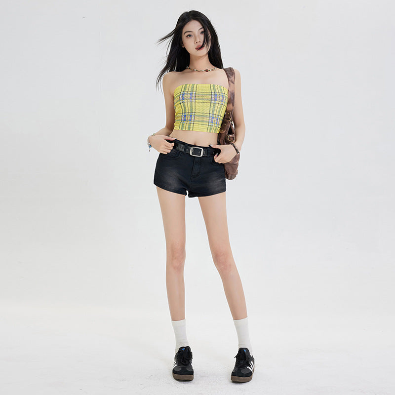 Procida Low-Rise Belted Denim Shorts