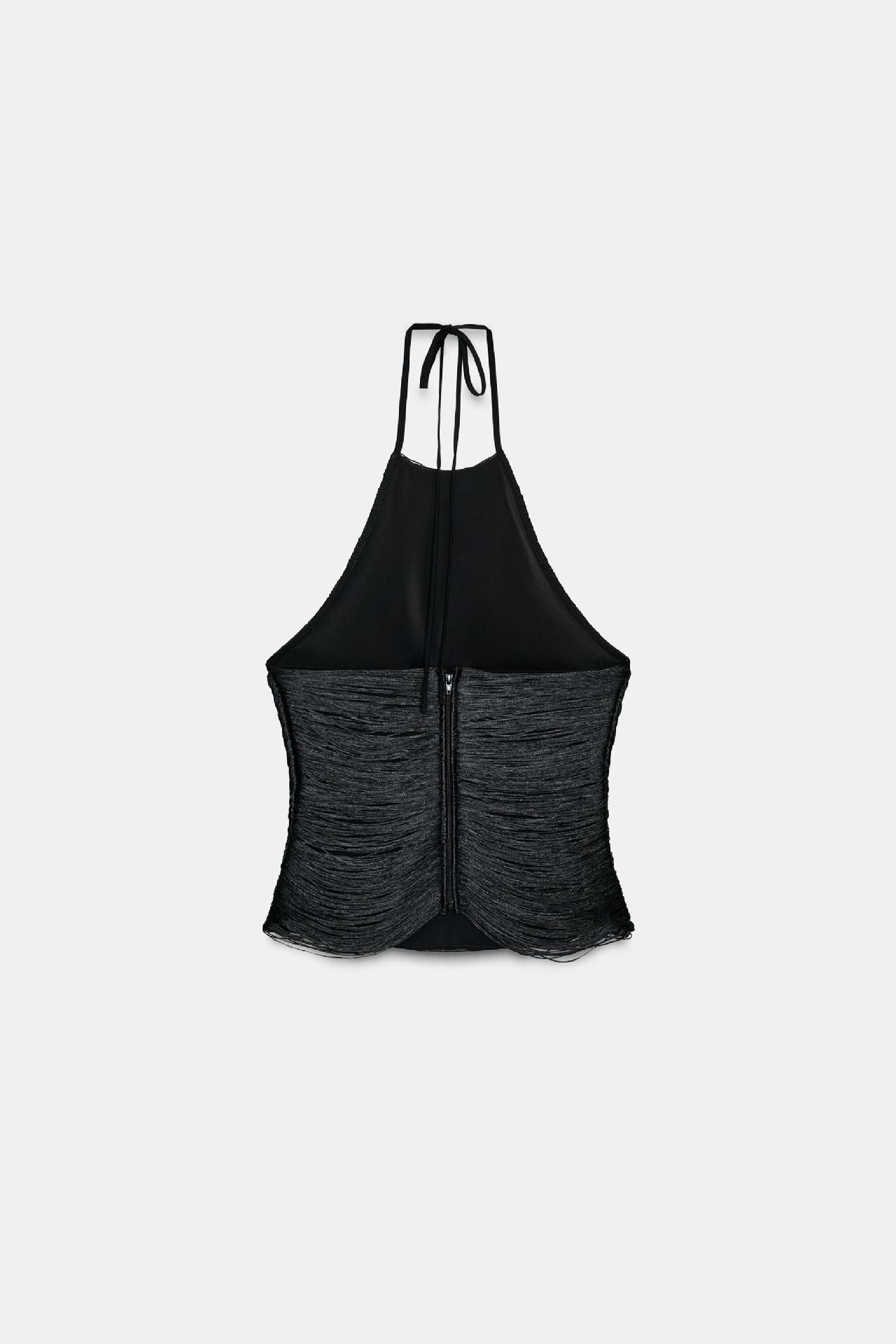 Estella Metallic Fringe Halter Top