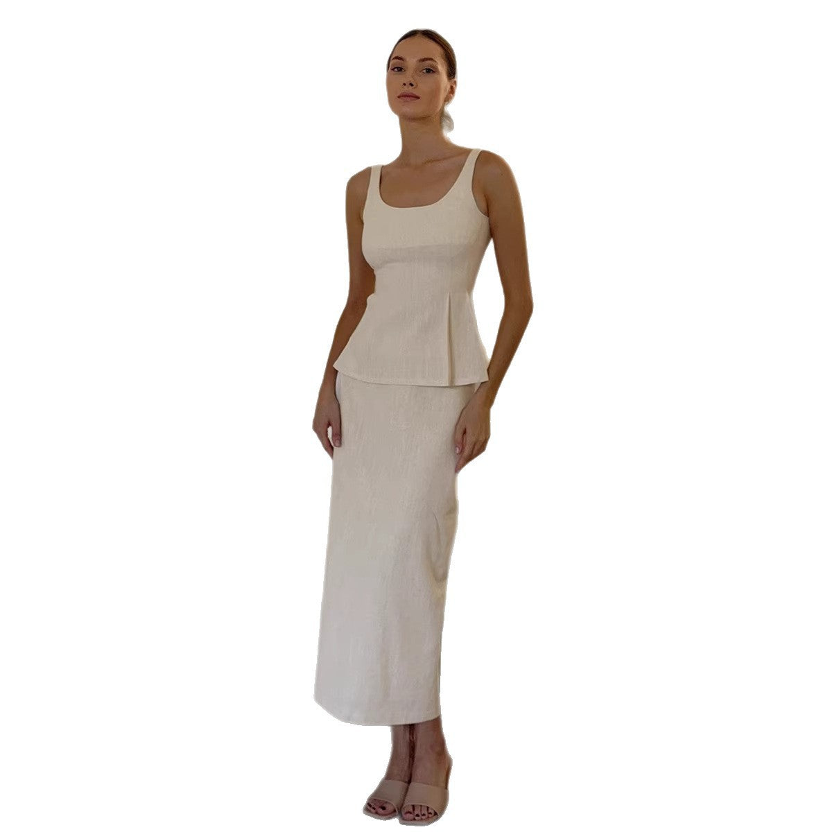 Evelina Scoop-Neck Tank and Fishtail Maxi Skirt Two-Piece Set