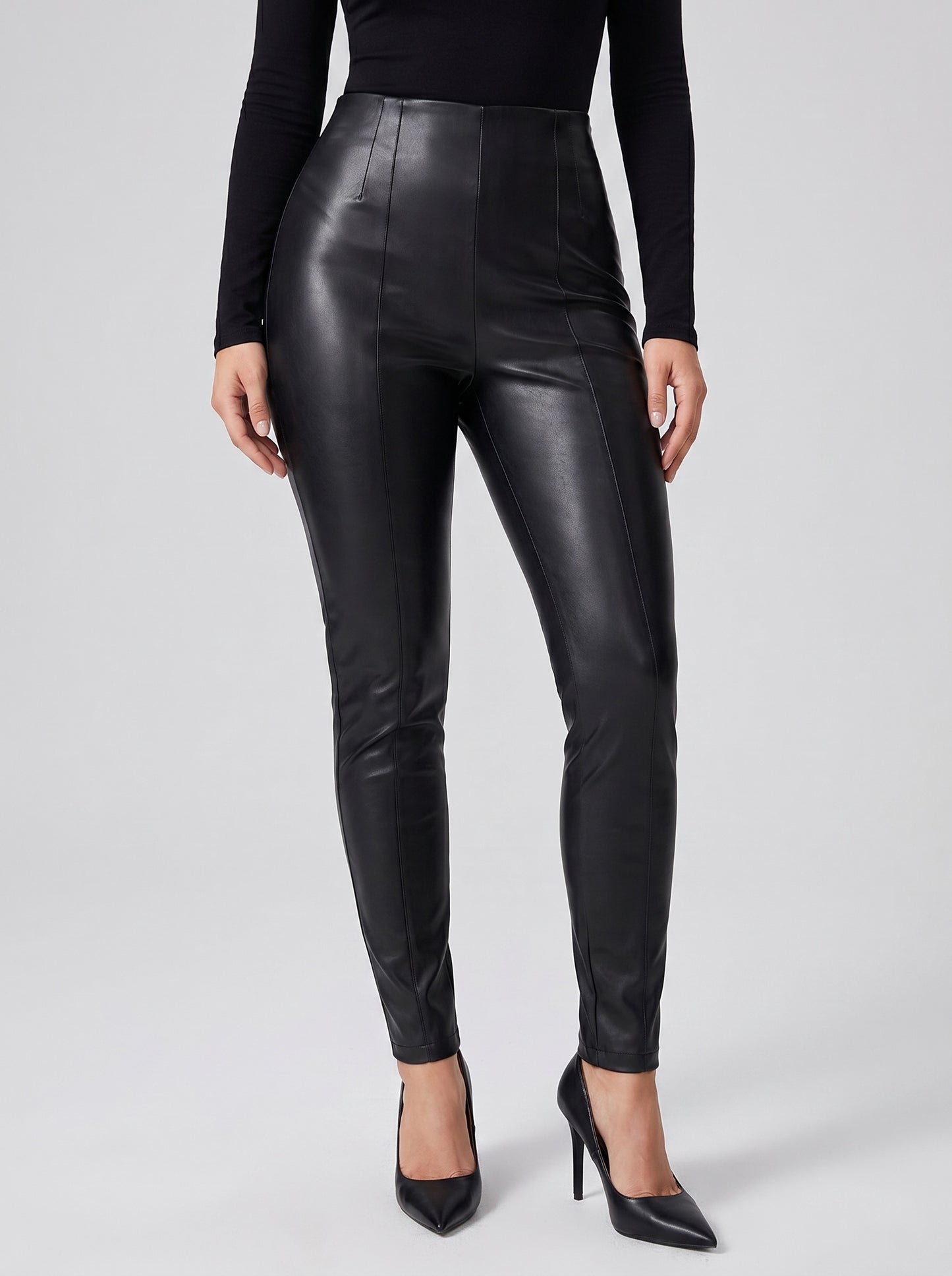 Ambra Faux Leather Pant on model