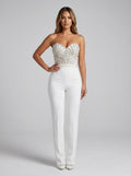 Amorina Embellished Strapless Jumpsuit on model