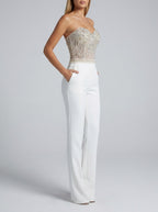 Amorina Embellished Strapless Jumpsuit on model