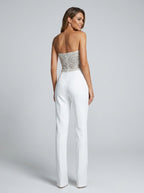 Amorina Embellished Strapless Jumpsuit on model