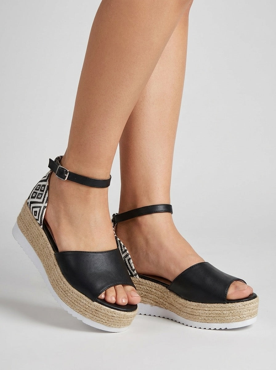 Annunziata Woven Espadrille Wedge Sandals on model