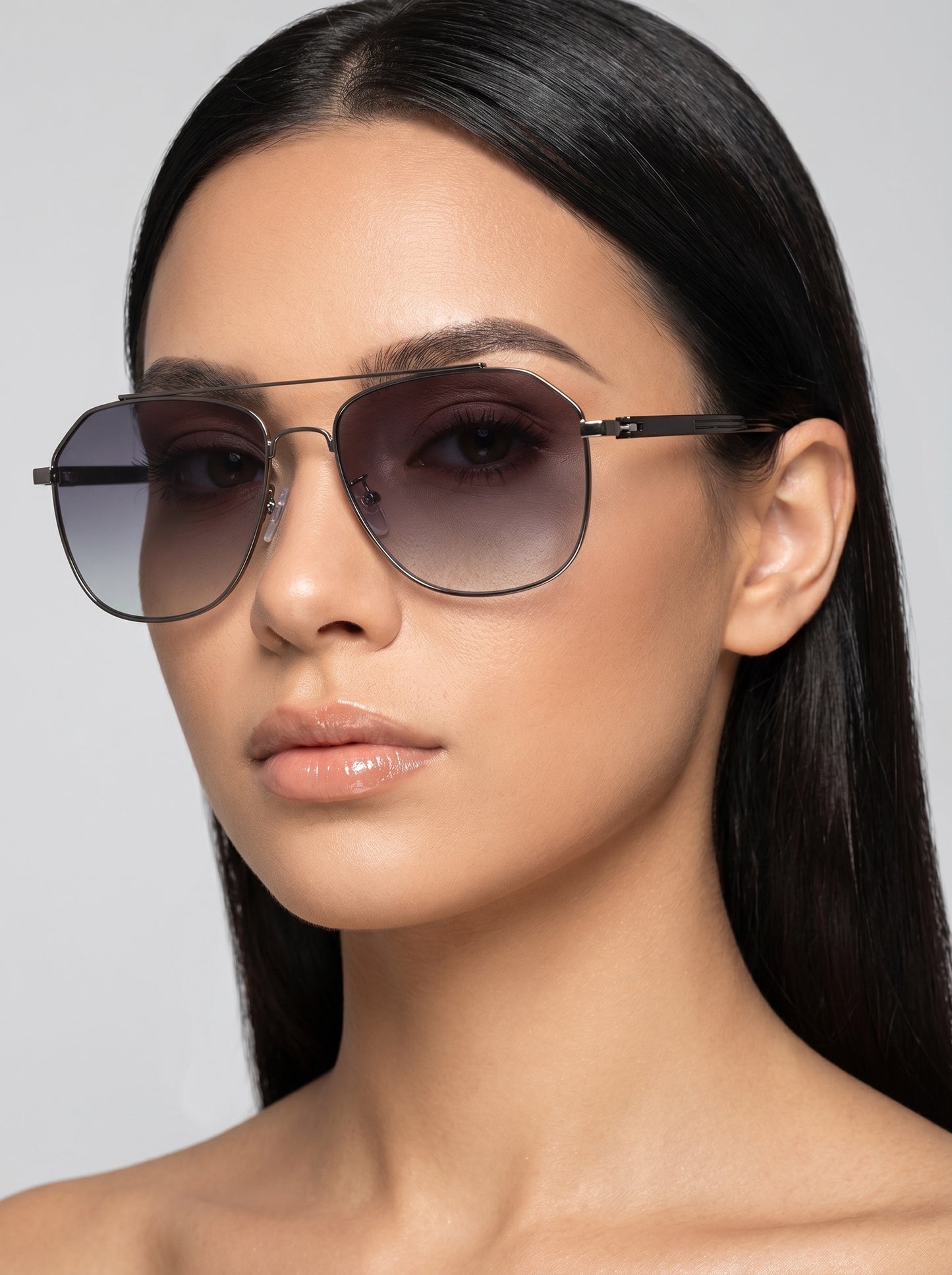 Aria Oversized Aviator Sunglasses on model