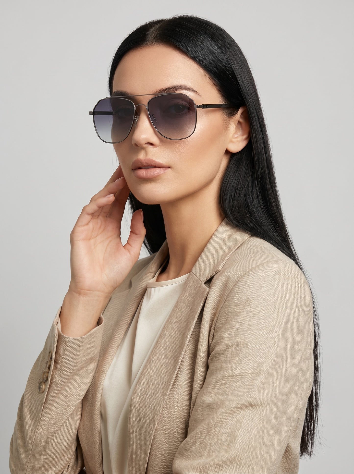 Aria Oversized Aviator Sunglasses on model