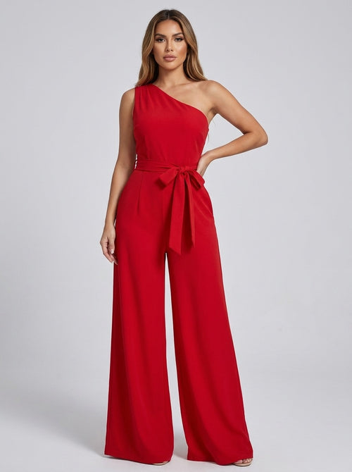 Aurelina One-Shoulder Wide-Leg Jumpsuit on model