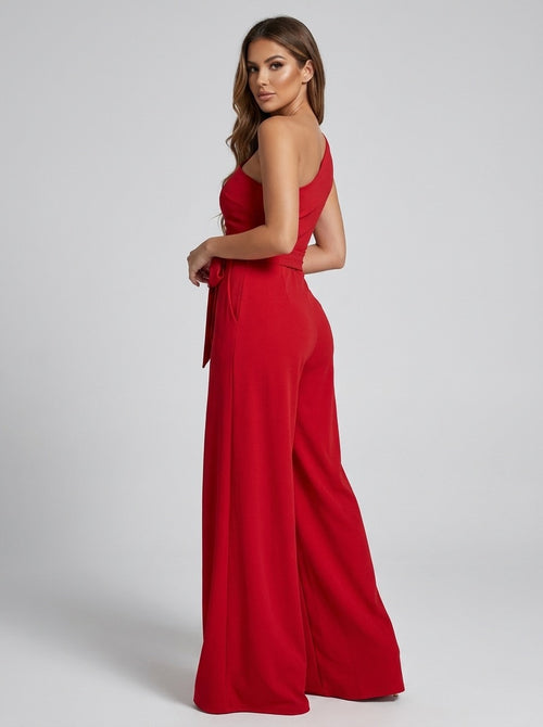 Aurelina One-Shoulder Wide-Leg Jumpsuit on model