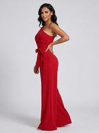 Aurelina One-Shoulder Wide-Leg Jumpsuit on model