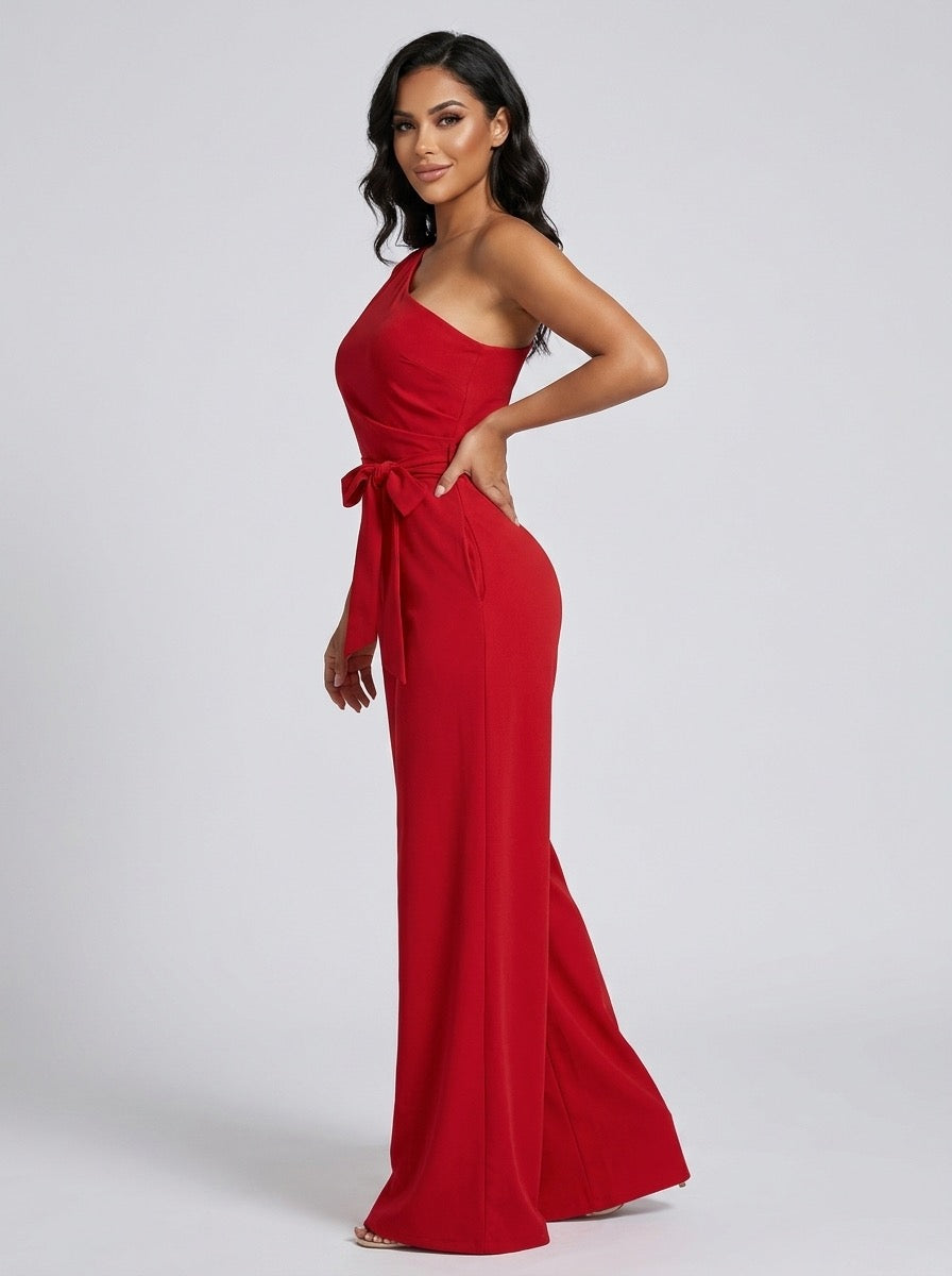 Aurelina One-Shoulder Wide-Leg Jumpsuit on model