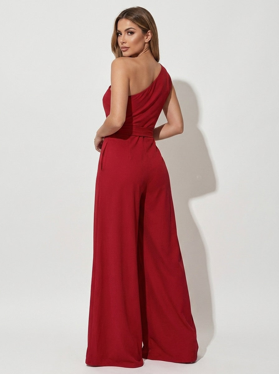 Aurelina One-Shoulder Wide-Leg Jumpsuit on model