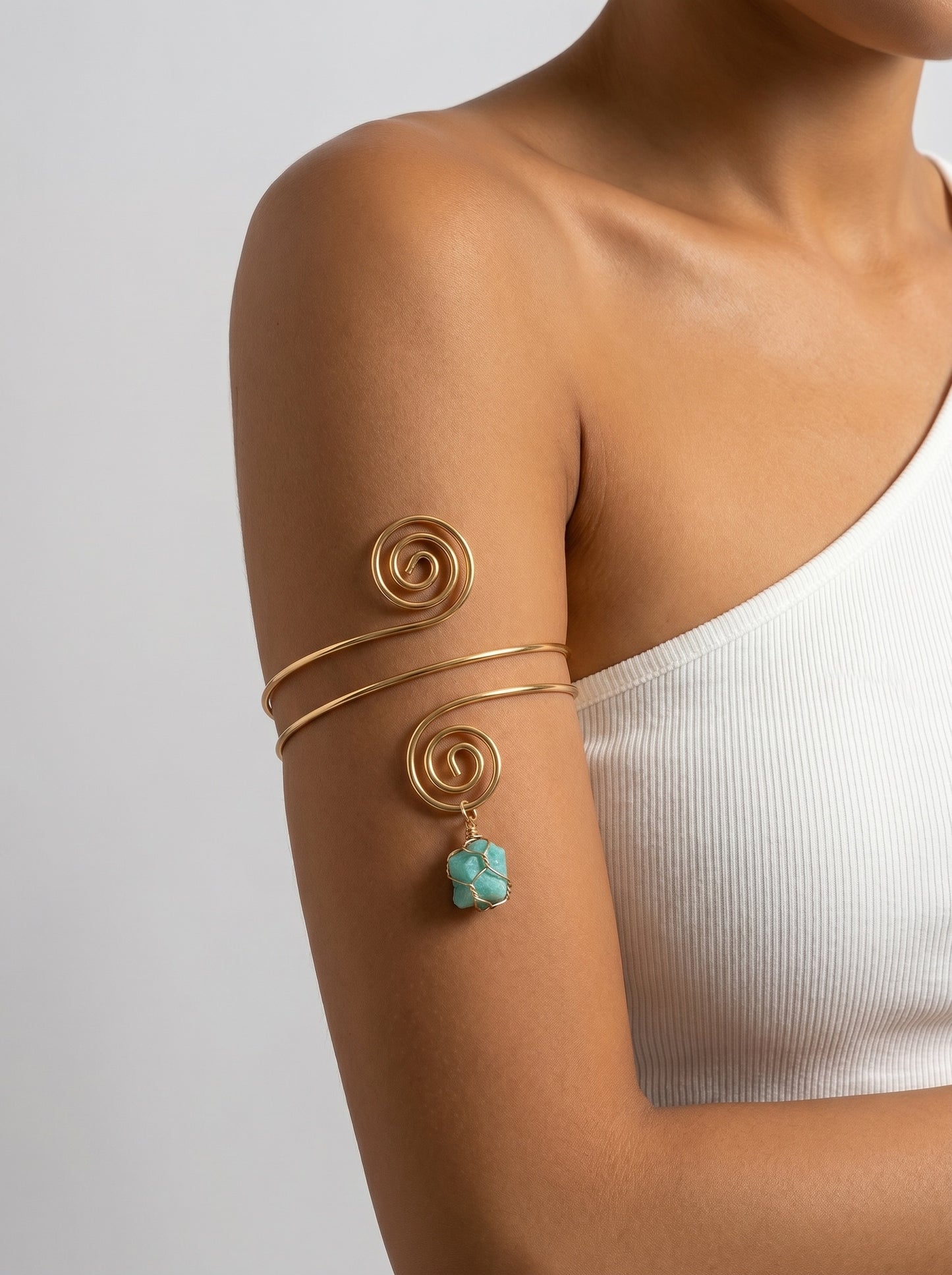 Aurora Spiral Arm Cuff on model