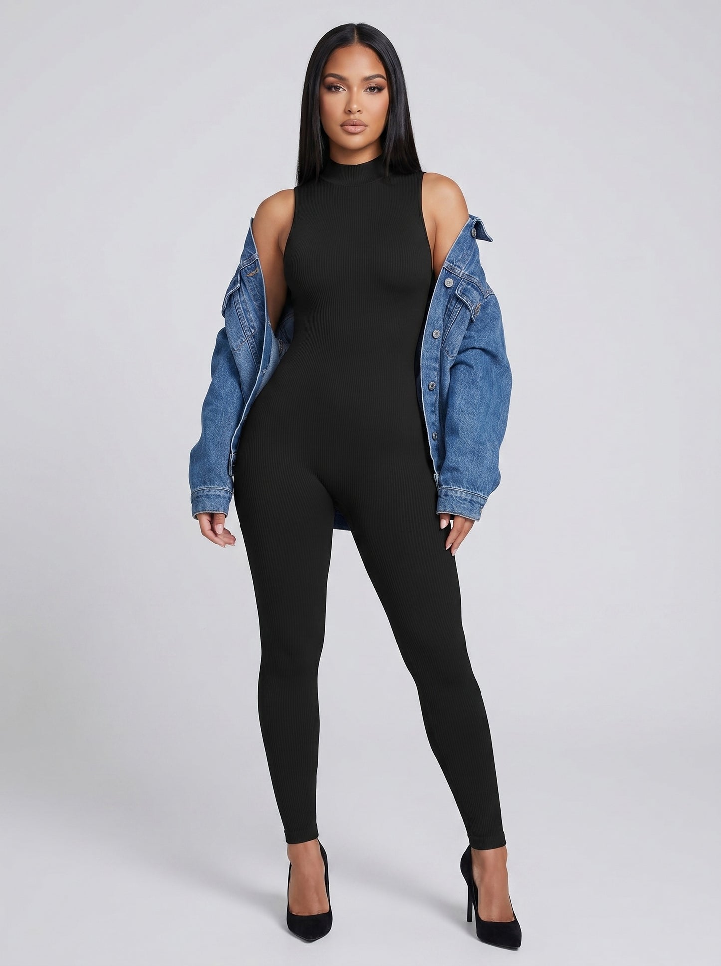 Aurora Ribbed Jumpsuit on model