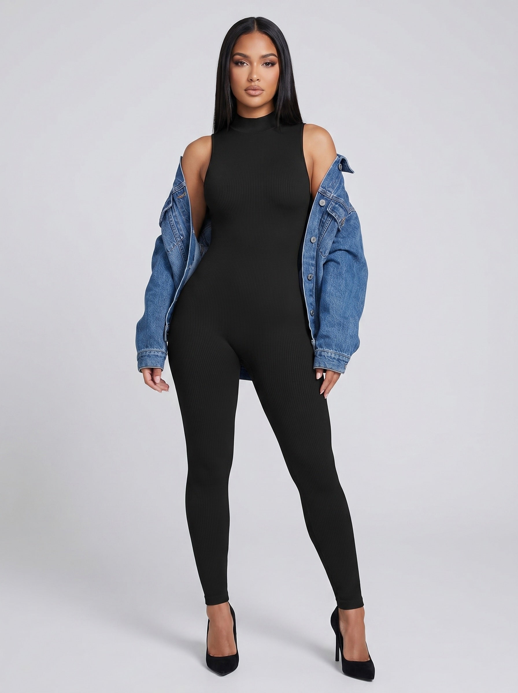 Aurora Ribbed Jumpsuit on model