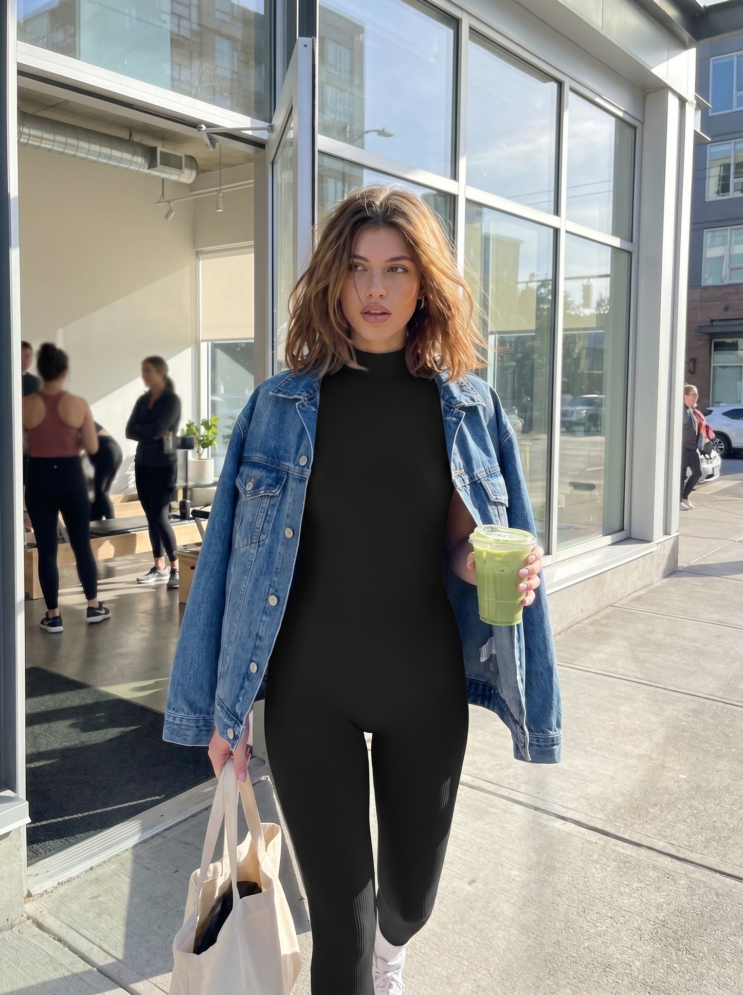 Aurora Ribbed Jumpsuit on model