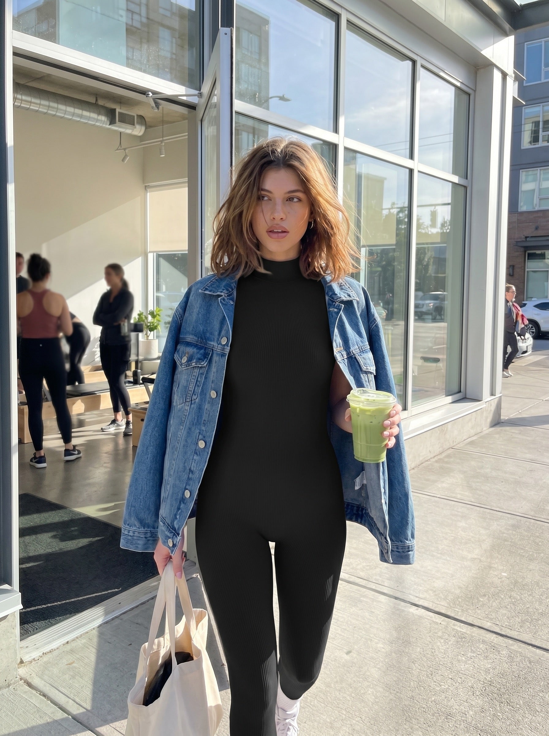Aurora Ribbed Jumpsuit on model